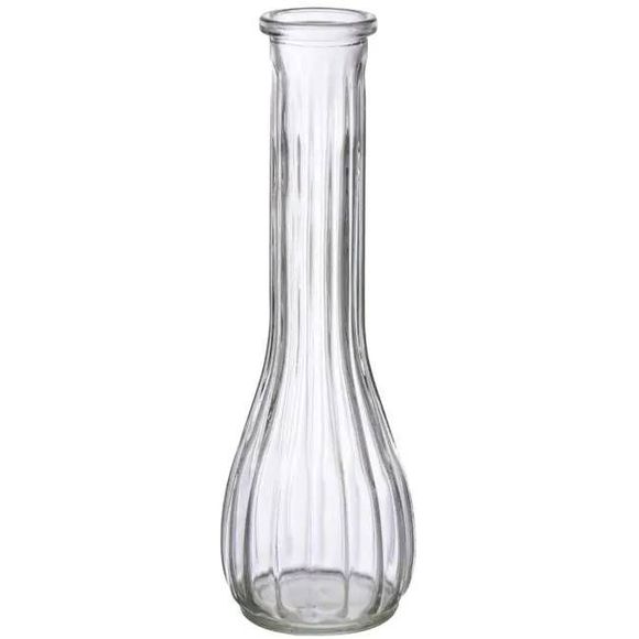 Clear Glass Ribbed Bud Vases, 8.5 in. - Picture 1 of 1